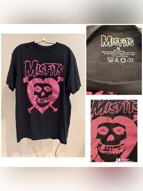 Misfits Fiend Skull Heart Pink Glitter T-shirt